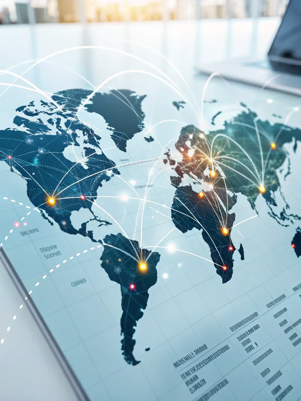 A visual representation of the global network accessible through the Union Kinetic platform, highlighting connections between businesses worldwide.